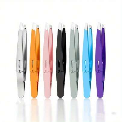 High Precision Eyebrow Tweezers, Suitable For Eyebrow Shaping, Removing Facial Hair, Stainless Steel Slanted Tip Depilation Clip, Eyebrow Tweezers, Eyelash Curler