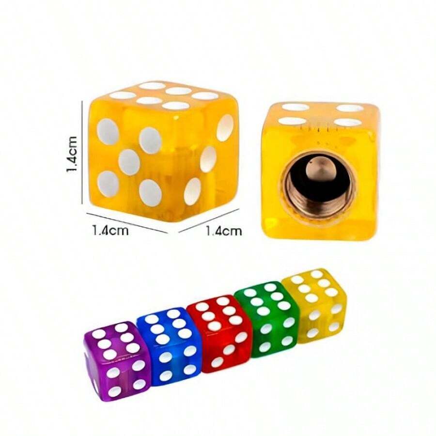 Tapones de Válvula de Dados Acrílicos (2 pcs) - Estilo Retro Tuning para Auto, Color Aleatorio - A - Ver 1