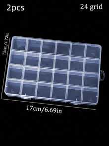 2pcs Transparent Plastic Storage Box (6/7/12/24 Compartments), Luxury Metal Nail Supplies, Shiny Rhinestone Nail Gems, Suitable For Nail Art Glitter, Rhinestones, Earrings, Jewelry Beads, Small Accessories (Transparent). Multi-Functional DIY Accessories Nail Decoration - Multicolor - View 6