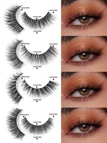 40/80 Pairs Mixed Style Natural Crossover False Eyelashes, Handmade Lengthened Thick Curly Eyelashes Artificial 3D Faux Mink Eyelashes D Curvature Makeup Tools Hot Sellers For Daily Life,Gift For Women - 黑色 - 查看 5