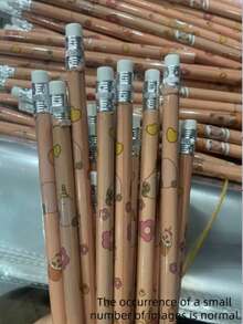 30pcs Wooden Pencils With Erasers, Capybara Design, Illustrator's Accounting Essential Tool, Suitable For Office, Drawing, Accounting, And Daily Gifts. High-Quality Wooden Cartoon Round HB Pencils With Cute Capybara Pattern: Sturdy Lead, Thick Barrel, With Eraser. Suitable For Writing, Sketching, Drawing, Student Stationery, Office Supplies! (White Eraser May Show Dirt, Which Is Normal) - Multicolor - View 10