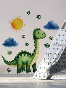 1片/3片装儿童房装饰墙贴，云朵气球动物、恐龙地图、窥视动物、大树上的动物小屋，PVC自粘可移除墙贴，适用于卧室、客厅、书房、餐厅、浴室、家居墙面装饰、房间装饰 - 彩色 - 查看 5