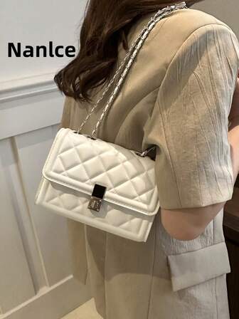 2026 Luxury Quilted Plaid Solid Color PU Leather Women's Shoulder Bag, Multifunctional Accessory Wallet, Suitable For Daily Commute, Gatherings, Dates And Gifting