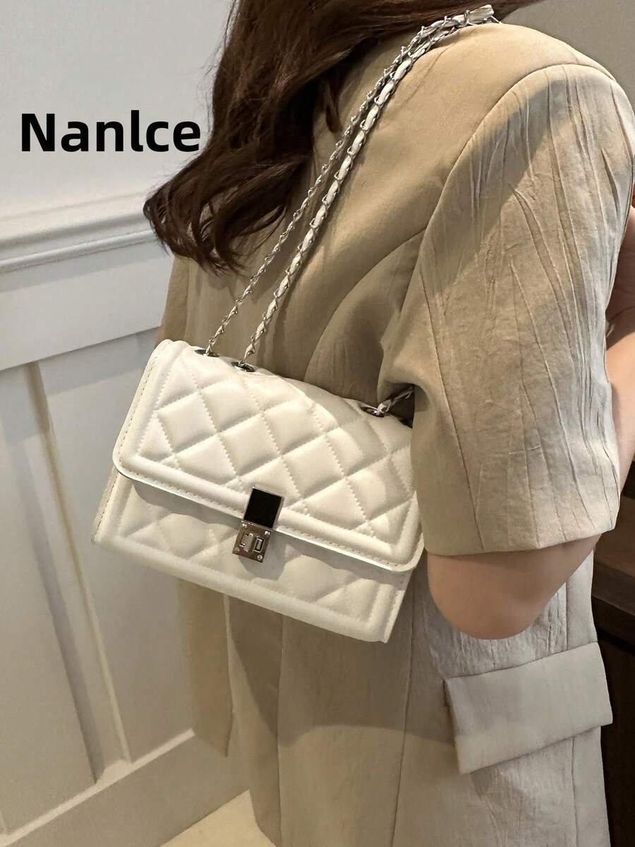 2026 Luxury Quilted Plaid Solid Color PU Leather Women's Shoulder Bag, Multifunctional Accessory Wallet, Suitable For Daily Commute, Gatherings, Dates And Gifting