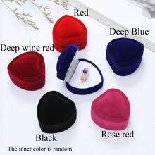 1pc Heart-Shaped Velvet Ring Display Box In Assorted Colors, Perfect For Engagements, Weddings, And Special Occasions, Ideal Gift For Back To School, Christmas, Valentine's Day, And Thanksgiving Celebrations, Elegant Jewelry Organizer For Your Precious Rings, Stylish And Functional Accessory For Every Romantic Moment, Enhance Your Proposal With This Charming Ring Case, A Must-Have For Every Jewelry Lover, Perfect For Storing And Showcasing Your Most Treasured Pieces, Celebrate Love And Special Memories With This Unique Gift Idea. - Burgundy - View 7