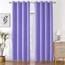 1 pieza Cortina de unicolor de poliéster, cortina opaca para oscurecer la habitación durante un corte de energía, cortina aislante del calor para la cocina, el comedor, la sala de estar y el dormitorio - Púrpura malva - Ver 38