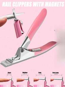 Nail Clippers, Pink Artificial Nail Trimmers, Adjustable Nail Clippers, Acrylic Nail Trimmers, Pink High-Quality Adjustable Nail Clippers (Suitable For Acrylic Nails), And Stainless Steel Nail Clippers, Used For Trimming Artificial Nails. - 粉色 - 查看 6