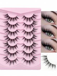 Rikuaild 7 Pairs Wet Look Manga Lashes Clear Band Eyelash Comic False Eyelashes Natural Look Cosplay Makeup For Party Lashes,Eyelashes,Fake Lashes - Comic wet eyelashes - View 6