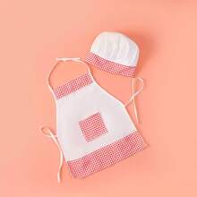Newborn Photography Props - Chef Apron & Hat Set, Striped Chef Hat, Maid Costume Set - Multicolor - View 3