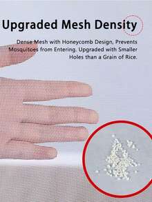 White Window Screen Mesh With Zipper, Easy Open & Close, Self-Adhesive Hook & Loop, No-Drill DIY Mosquito Net For Home