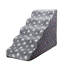 1pc Printed Flannel Pet Stair/Ramp, Non-Slip Foam Steps For Small Dogs, Removable & Washable - Grey - View 17