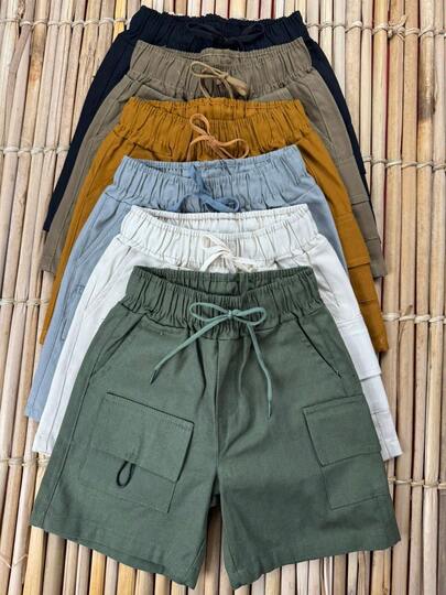 KIT COM 3 BERMUDAS INFANTIL DE SARJA MENINOS PEDRINHO/ BERMUDA CARGO/ CÓS ELÁSTICO