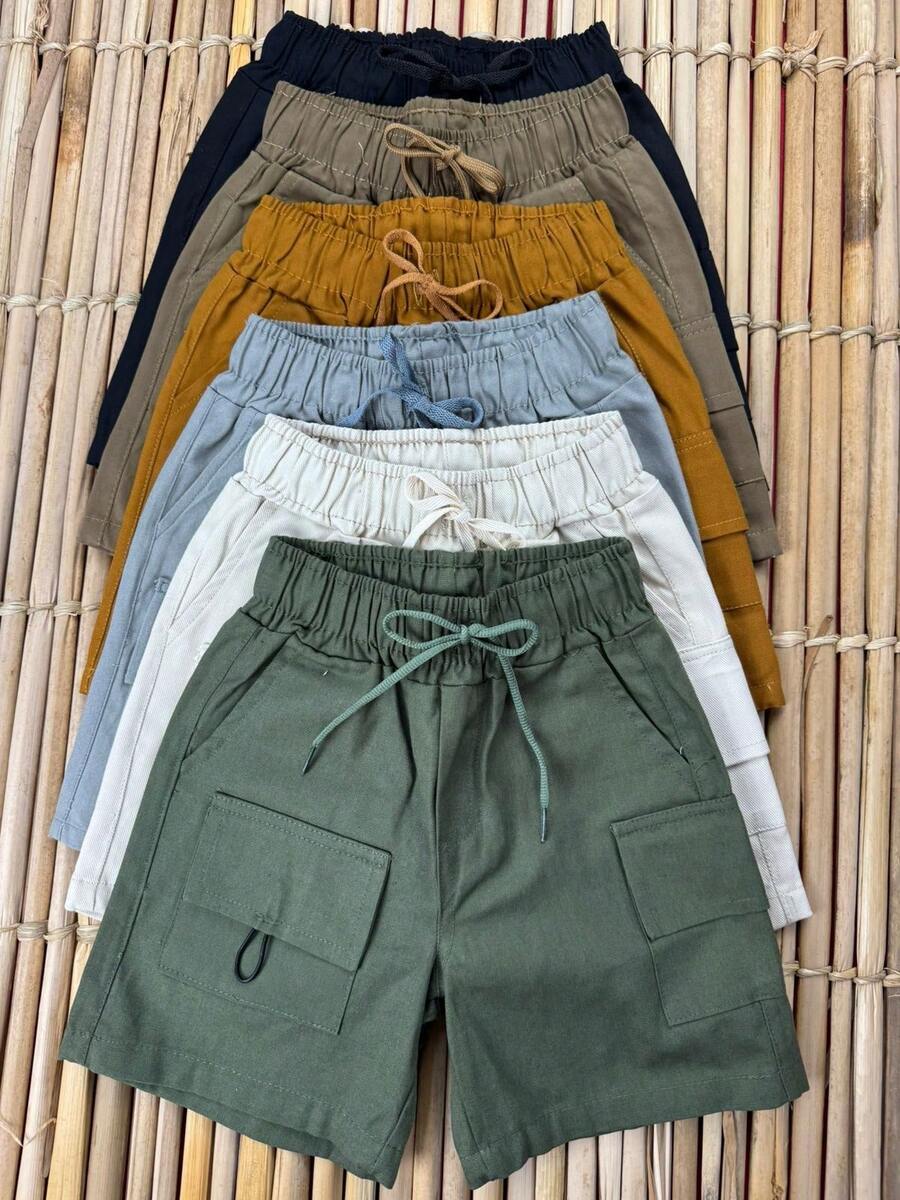 Set Of 3 Children's Twill Shorts, Boys' Design, Pedrinho Brand / Cargo Shorts / Elastic Waistband - Nhiều màu - Xem 1