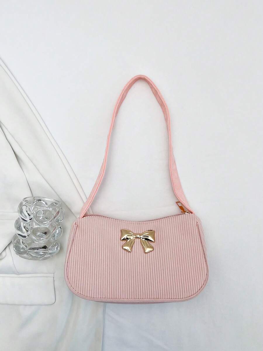 Bolso de hombro ligero y casual de unicolor, adecuado para el uso diario de las mujeres en primavera y verano - Rosa - Ver 1