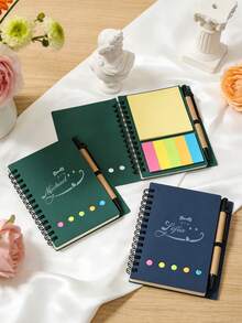 1pc (With Pen) Customized Text And Personalized Design Pocket Notebook & Memo Pad Set, Suitable For Work, Home Messages, Study Marking, Index Bookmarks, Office & School Supplies, Stationery Prizes, Back To School Gifts, Multi-Functional, Ornamental,Festive Calendar