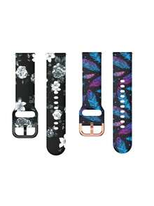 2条装男女时尚硅胶软表带，通用20mm/22mm智能手表替换表带，时尚智能手表表带，兼容Galaxy Watch Gear S3/Galaxy Watch 46mm，Garmin手表腕带配件，兼容华为Watch 5/4/3/GT5/GT4/GT2，适合日常和运动佩戴，是送给女性朋友和家人的完美礼物，圣诞节礼物、生日礼物、情人节礼物。 - 彩色 - 查看 1