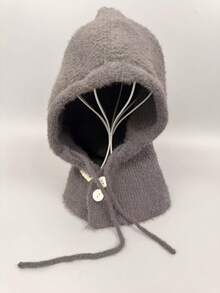 女士针织拉法帽，防风保暖护耳针织帽围巾套装，秋冬款