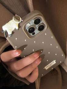 JS3O GUCADI 1pc Mocha Brown White Label Wave 3D Cute Cat Soft Phone Case For IPhone 16 15 14 13 12 Series Premium Texture Anti Drop Waterproof Shockproof Scratch Resistant - màu nâu - Xem 3