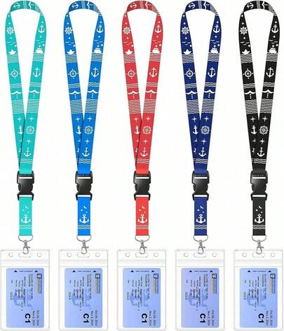 5 Pack Lanyard With Waterproof ID Badge Holders Cruise Ship Cards, Essentials Royal Caribbean,, NCL Cruise 2025 (Mix)