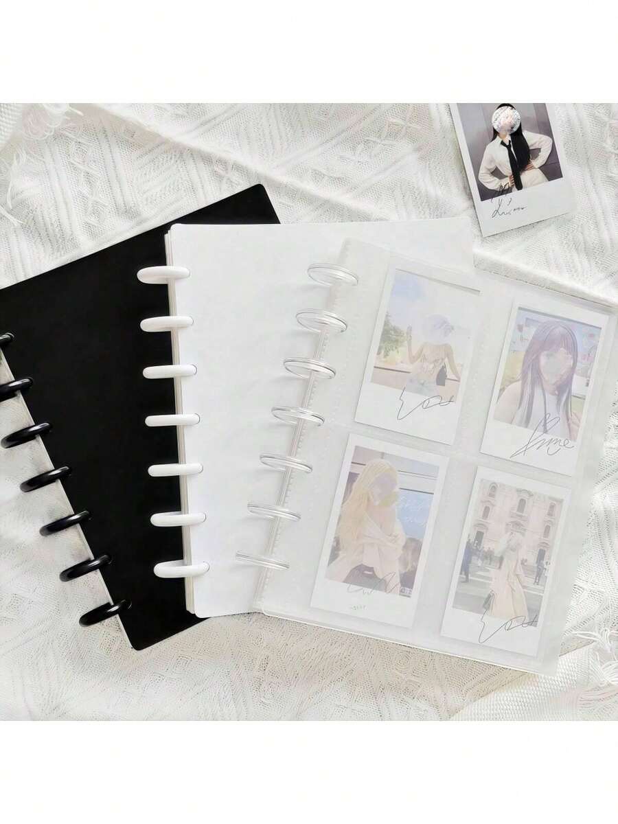 1pc Transparent Photo Card Album, DIY, Minimalist Elegant Home Photo Album, 3-3.5 Inch Kpop Star Photo Card Loose-Leaf, Photo Card Book, Transparent Heart Hollow Loose-Leaf Buckle, Thickened Ultra-Clear Loose-Leaf, Acid-Free, PVC-Free, Idol Photo Card, Photo Card, Anime & Game Character Photo Card Display Album - Clear - View 1