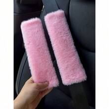2pcs Automotive Interior Plush Seat Belt Shoulder Protection Cover Comfortable Anti Neck Anti Friction Shoulder Protection Leopard Pattern Decorative Automotive Shoulder Protection Cover - 黑色 - 查看 5