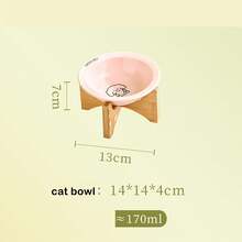 Ceramic Dog And Cat Bowl With Wooden Stand, Food And Water Bowl Non-Spill For Cats Dogs, Whisker Friendly And Dishwasher - 170ml - View 8