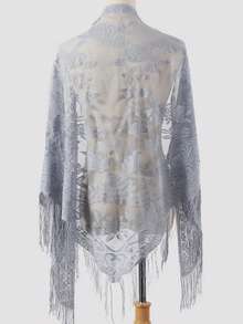 1 chiếc khăn voan cưới tam giác màu trơn, ren rỗng, họa tiết hoa, tua rua, thoáng khí. - Nhiều màu - Xem 10