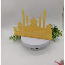 亚克力镜面节日字母、星星、月亮装饰摆件，金色，桌面家居木质摆件 - 彩色 - 查看 7