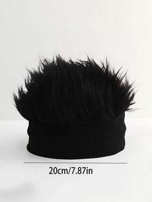 1pc Men's Personalized Knit Hat With Fake Hair, Fashionable Brimless Cap, Men's Party Costume Accessory - Multicolor - View 2