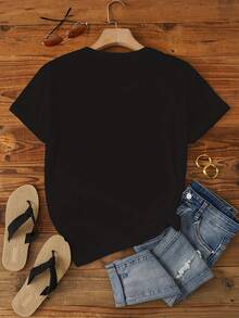 Unisex'S Lucky St. Patrick'S Day Graphic Tee, 100% Polyester Short Sleeve Crew Neck T-Shirt, Casual Spring/Summer Knit Pullovers With Applique Detail, H-Contour Regular Length Top - Black - View 4