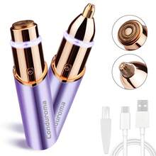 Conduroma 二合一可充电女士修眉器，面部脱毛器和眉毛修剪器，无痛面部、唇部和身体剃毛器，带环形LED灯