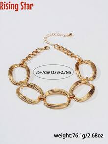 1 European And American Hot Girl Style Thick Chain Neck Chain With High-End Feel, Metal Hollow Out Oversized Buckle Bone Chain, Niche Design Sense Choker - Large Buckle Clavicle Chain - View 4