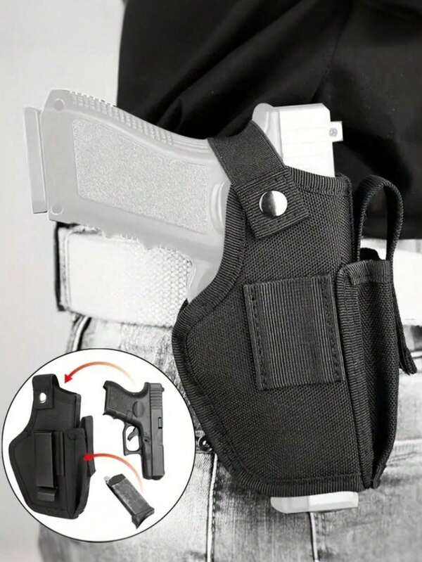 Funda para pistola para mujeres, funda de transporte universal oculta y piezas de repuesto - Funda de pistola de nailon ambidiestra IWB/OWB con clip de cinturón de perfil bajo y funda opcional para cargador, retención ajustable, acceso de rápido disparo; para pistolas compactas y subcompactas, costuras reforzadas - Ideal para EDC/CCW, campo de tiro, táctico, y uso policial, armas, equipo de caza, regalos navideños para adultos, bolsa de artículos esenciales de viaje