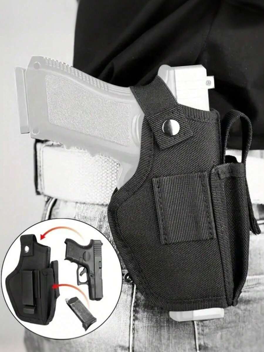 女士通用隐蔽携带枪套及替换零件 - 左右手通用型内/外腰尼龙手枪套，配有低调腰带夹和可选弹匣袋，可调节松紧度，快速拔枪；适用于紧凑型和超紧凑型手枪，加固缝线 - 理想的日常携带/隐蔽携带、靶场、战术、安保和执法用途，武器、狩猎装备，成人圣诞礼物 - 彩色 - 查看 1
