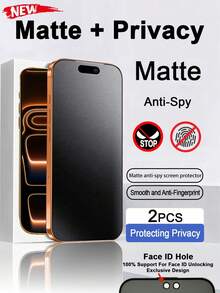 Bộ 2 miếng dán màn hình chống nhìn trộm, mờ, phủ toàn màn hình, cảm ứng mượt mà, chống bám vân tay, chống chói, dễ dàng lắp đặt, tương thích với dòng 17 Pro Max/17 Pro/17 Air/17/16E/16 Pro Max/16 Pro/16 Plus/16/15 Pro Max/14 Pro Max/13 Mini/12/11/XS MAX/XR/8+/7 Plus - màu đen - Xem 19