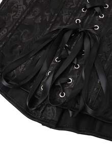 Women's Lace-Up Corset, Waist Cincher, Tight Bustier - Black - View 7