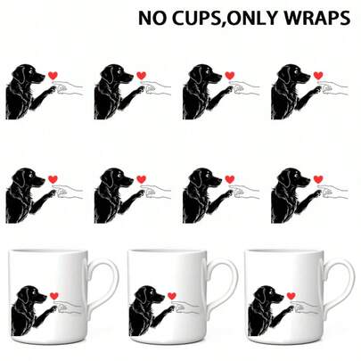 8pcs/Set Valentine's Day Dog & Human Theme Design, UV DTF Heat Transfer Stickers, Cartoon Patterns, Waterproof & Scratch-Resistant 3D Vinyl Film Stickers, Suitable For Mugs, Crafts, Cars, Laptops, Trucks, Motorcycles, Windows, Furniture - High Quality Stickers, DIY Art Crystal Stickers (Cup Not Included)
