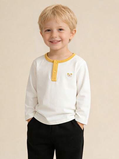 Balabala 2pcs Baby Long Sleeve T-Shirts, Soft Cotton Fabric, Cute & Casual Everyday Wear