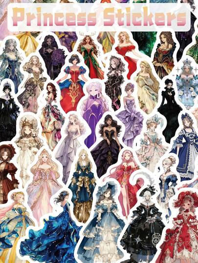 50Pcs Princess Cartoon Stickers, Cute Colorful Transparent Sticker Pack, DIY Decoration Supplies For Journals, IPads & Tablets