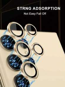 1片三星Galaxy S24 Ultra相机镜头保护膜，防刮高清超薄9H钢化玻璃，铝合金边框，独立金属镜头盖，可收纳于收纳盒中，情人节礼物，金色 - 金色 - 查看 2