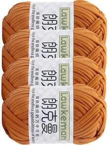 Lawkeman 4卷/400克高品质涤纶钩编/编织纱线，每卷30米 - 非常适合DIY项目，例如T恤、拖鞋、篮子、布条、手工包、玩具、鞋子、地毯、收纳篮等等。 - 彩色 - 查看 12