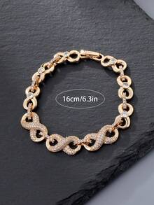 1pc Fashionable Retro 8-Shaped Cubic Zirconia Women's Bracelet, Full Diamond Jewelry Design, Suitable For Daily Wear, Ideal Valentine's Day Gift, Ramadan Distribution - 8-shaped Bracelet - View 2