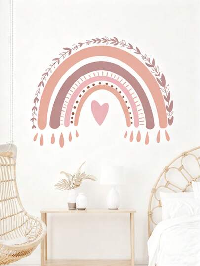 1 st avtagbar vattentät väggdekoration med tecknat hjärta, regnbåge, molndekor för barnrum, barnrum, väggdekoration för hemmet