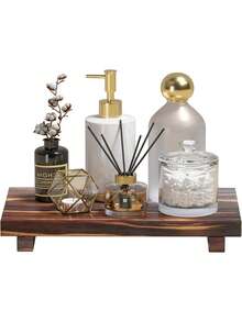 Small Wooden Storage Rack, Kitchen Soap Dispenser Holder, Perfume, Candle, And Cosmetic Display Rack; Kitchen Countertop Storage And Decoration; Bathroom Soap Dish Rack. Suitable For Storing And Displaying Cosmetics, Soap Dispensers, Jewelry, Watches, Perfumes, And Candles. Ideal For Kitchens, Bathrooms, Dressing Tables, Living Rooms, Studies, And Bedrooms. - Multicolor - View 10