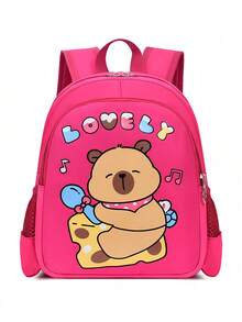 1pc Cute Capybara Backpack - Cartoon Animal Print, Casual Style, Back To School Backpack, With Zipper Closure And Adjustable Shoulder Straps, Suitable For Campus And Travel - Multicolor - View 4