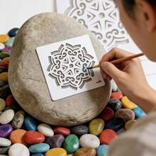 16件套可重复使用的曼陀罗图案模板，曼陀罗点画模板，适用于DIY绘画、艺术工艺、剪贴簿、家居装饰 - 曼陀羅藝術繪畫 - 查看 4