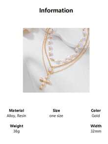 Vintage Faux Pearl Multi-Layer Women's Necklace, Beaded Choker Y-Necklace, Suitable For Beach, Daily Wear, Festivals, Women's Gift - Gold - View 6