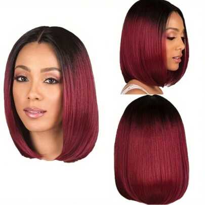 26 Inch 200% Density 13x4 Burgundy Color Straight Lace Front Wig Human Blended Hair Pre Cut HD Lace Front Human Blended Hair With Fiber Wigs No Glue Straight Hair Glueless Human Blended Hair Wigs With Natural Hairline Wear And Go Glueless Wigs Bone Straight #99J Human Hair Pre Plucked Ear To Ear