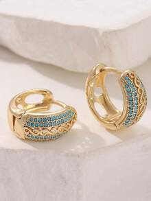 1对女士优雅仿绿松石圈形耳环，波西米亚风，饰以仿绿松石珠子，情人节礼物，派对及生日礼物 - 耳環 - 查看 3