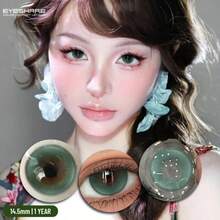 Eyeshare 1pair Korean Lenses Color Contact Lenses For Eyes Blue Eye Lens Brown Eye Contacts Natural Gray Pupils For Eyes Green Lenses - MONTREAL-gREEN - View 3